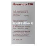 ノバモックス　Novamox-250、ジェネリックアモキシル　Amoxil、アモキシシリン　250mg　箱面情報